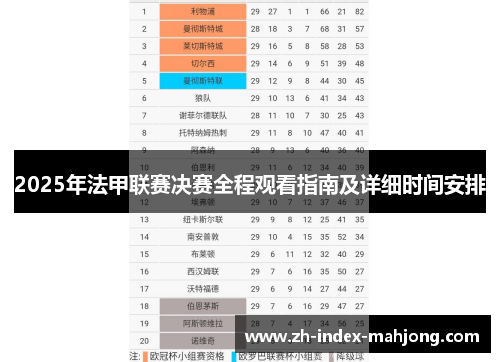 2025年法甲联赛决赛全程观看指南及详细时间安排
